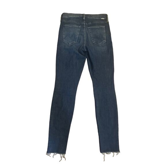 Women 25 MOTHER Denim The Looker Ankle Fray Groovin Jeans Cropped Blue Pants - Picture 6 of 7